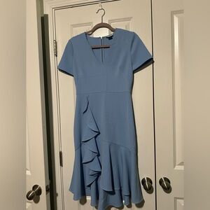Shoshanna Size 2 Cornflower Blue Dress with Ruffle along side